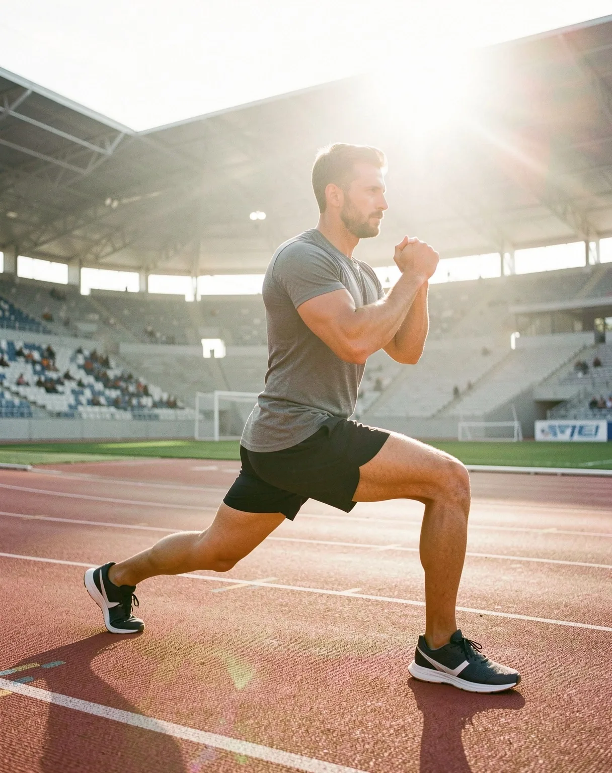 Athletic movement in stadium light